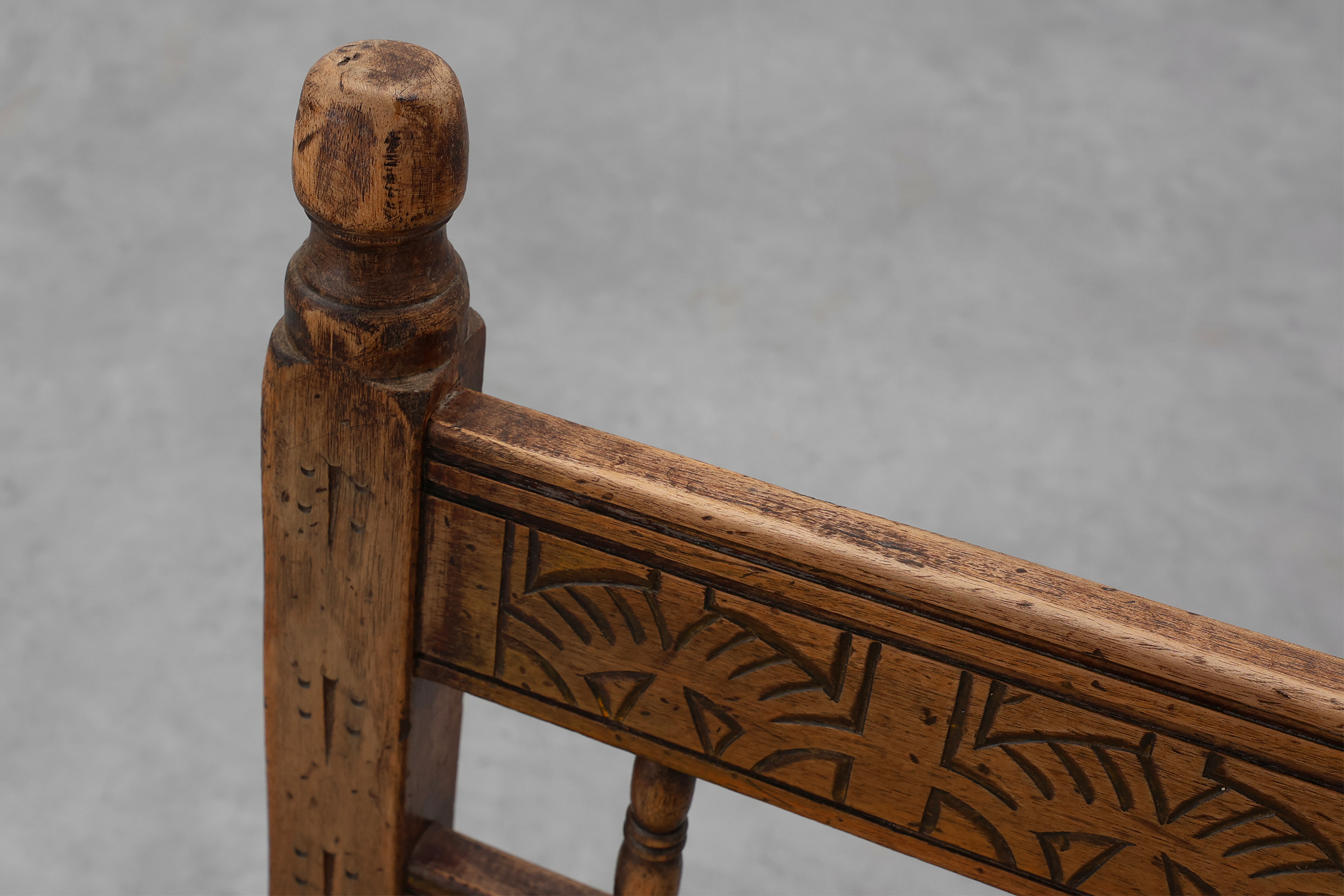 Five 19th Century Spanish Hand-Carved oak Side Chairs with Velour Seatthumbnail
